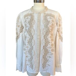 Sezane Honey Shirt Ecru Organic Cotton 42 US 10